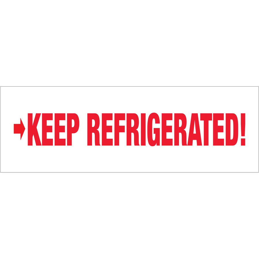 Eliminate separate labeling steps and communicate handling instructions directly on your cartons with this 3" x 110 yds Keep Refrigerated messaged tape. Waterproof 2.2 mil acrylic adhesive ensures reliable core compatibility and superior dispenser performance. Case of 24 rolls reduces changeover time and boosts packing line efficiency.
