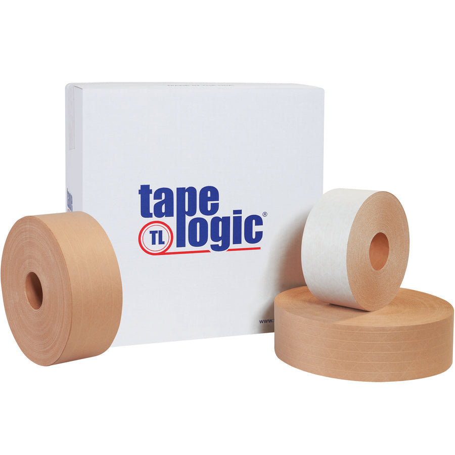 3" x 600' Kraft Reinforced Water Activated Tape - Instant Tamper Bond, Case of 10
