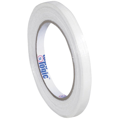 Tape Logic 1300 strapping tape delivers 110 lb tensile strength in a convenient 12-pack case. Each roll spans 60 yards at 3/8" width, providing superior holding power for bundling odd-shaped packages and reinforced carton sealing. Light-duty to medium-duty applications.