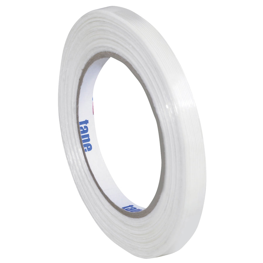 Heavy-duty 3/8" x 60 yds strapping tape delivers 180 lb tensile strength for reliable carton sealing and bundle reinforcement. This 12-pack case offers a cost-effective alternative to steel and poly strapping, with superior adhesion on standard dispensers. Perfect for high-volume packing lines requiring consistent core compatibility and professional case closure.