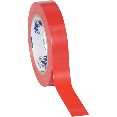 Heavy-duty 6.0 mil red vinyl safety tape for fire protection and hazard marking on packing lines. Each roll covers 36 yards at 1