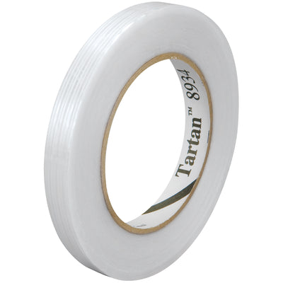Tartan™ 8934 filament tape delivers reliable carton sealing and bundling with minimal rub-down effort. This 1/2" x 60 yds roll features 4.0 mil clear polypropylene backing reinforced with glass yarn filaments and synthetic rubber adhesive. Each case includes 72 rolls for your packing line.