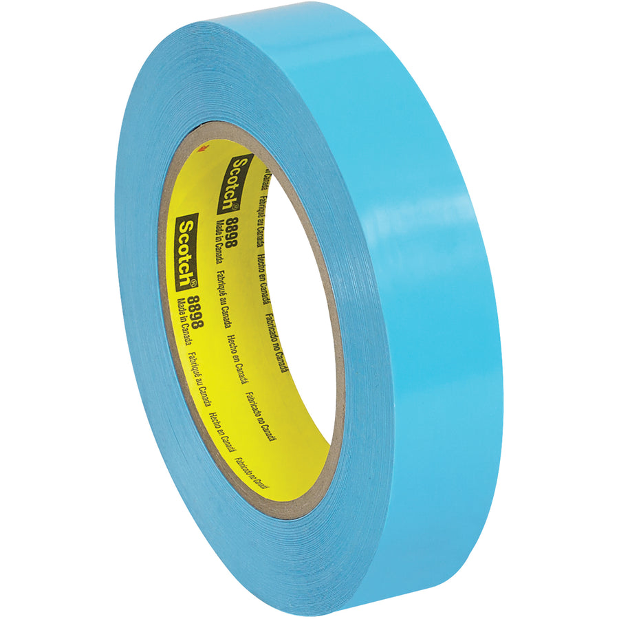 Industrial-grade 3M 8898 strapping tape delivers puncture-resistant, long-lasting adhesion for appliance bundling and case sealing. Each case includes 12 rolls of 1" x 60 yds blue poly strapping with 4.6 mil thickness‚ideal for high-speed packing lines that demand reliable core compatibility and consistent dispenser performance.