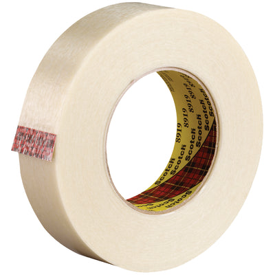 Heavy-duty 3M 8919 strapping tape engineered for packing line supervisors who need reliable carton sealing and bundling without downtime. This 1" x 60 yd roll features 7-mil clear polyester backing with synthetic rubber adhesive for superior holding power on appliances, electronics, and heavy goods. 36-roll case ensures consistent performance across your production line.