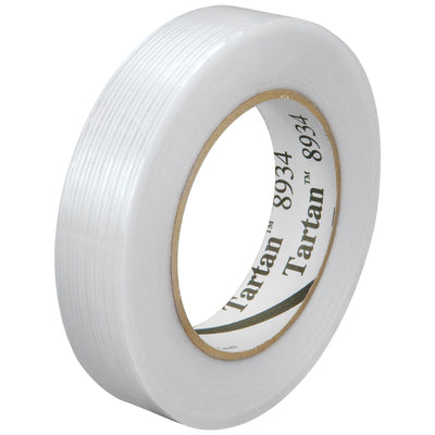Tartan™ 8934 filament tape delivers reliable carton sealing and bundling for your packing line with minimal rub-down required. This 1" x 60 yds roll features 4.0 mil polypropylene backing reinforced with glass yarn filaments and synthetic rubber resin adhesive that sticks instantly to corrugated, plastics, and metals. Case of 36 rolls fits standard filament tape dispensers for fast, consistent case closure.