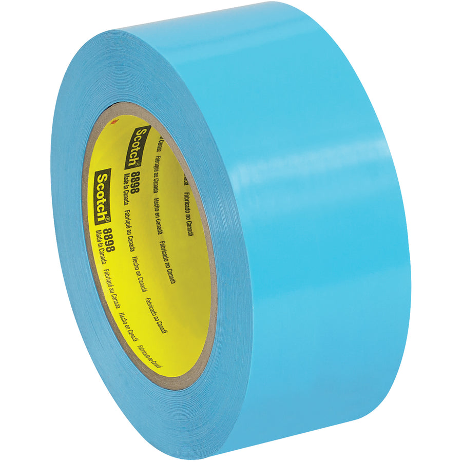 3M 8898 strapping tape delivers industrial-strength hold for case sealing and bundle wrapping on any packing line. This 4.6 mil blue polypropylene tape with synthetic rubber adhesive bonds firmly to appliances, cardboard, and mixed surfaces without filaments or dispensing issues. Get 24 rolls per case of reliable, puncture-resistant strapping tape.