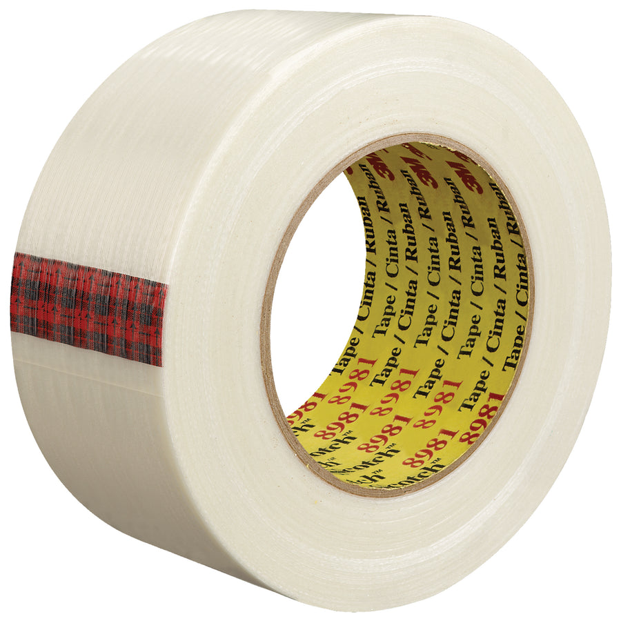 Heavy-duty carton sealing tape engineered for packing line supervisors who need reliable performance on recycled and printed fiberboard. Our 2" x 60 yds 3M 8981 strapping tape features 6.6 mil reinforced polypropylene with glass yarn filaments and synthetic rubber adhesive for long-term holding power through distribution. Case of 24 rolls‚the workhorse dispenser tape your production line demands.