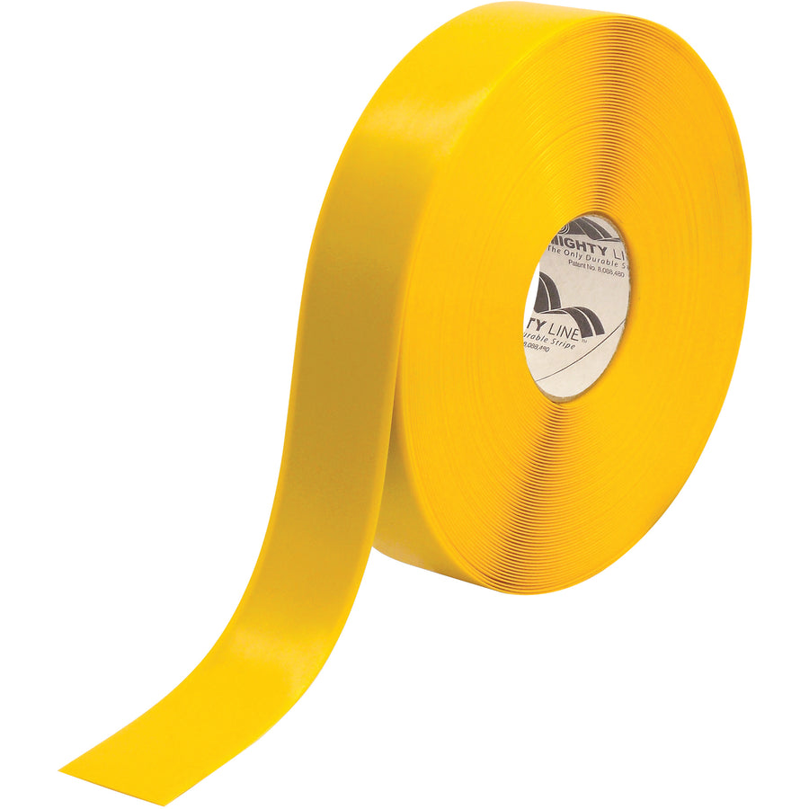 Heavy-duty 60 mil PVC safety tape built for high-traffic warehouse floors. This 2" x 100' yellow floor tape features beveled edges to resist tearing from equipment and removes cleanly without residue. Superior to paint–install faster and expect lasting durability across your packing line.