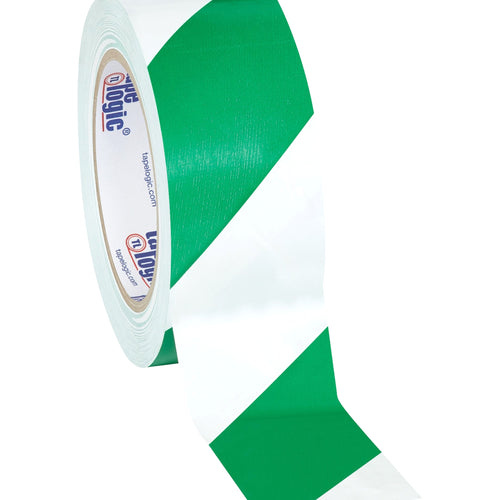 2 in x 36 yd 7.0 Mil Green/White Striped Vinyl Safety Tape 24/Case T9236GW