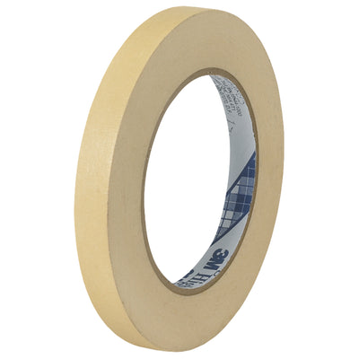 Industrial-grade 3M 2307 masking tape with 5.2 mil crepe paper backing and rubber adhesive designed for high-performance packing line operations. The 1/2" x 60 yds format delivers strong holding power that resists lifting and curling, while clean removal protects powder-coated and stainless steel surfaces. Order by the case–72 rolls of proven reliability for seamless case sealing and bundling.