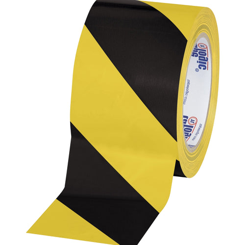 3 in x 36 yd 7.0 Mil Black/Yellow Striped Vinyl Safety Tape 3-Pack T93363PKBY