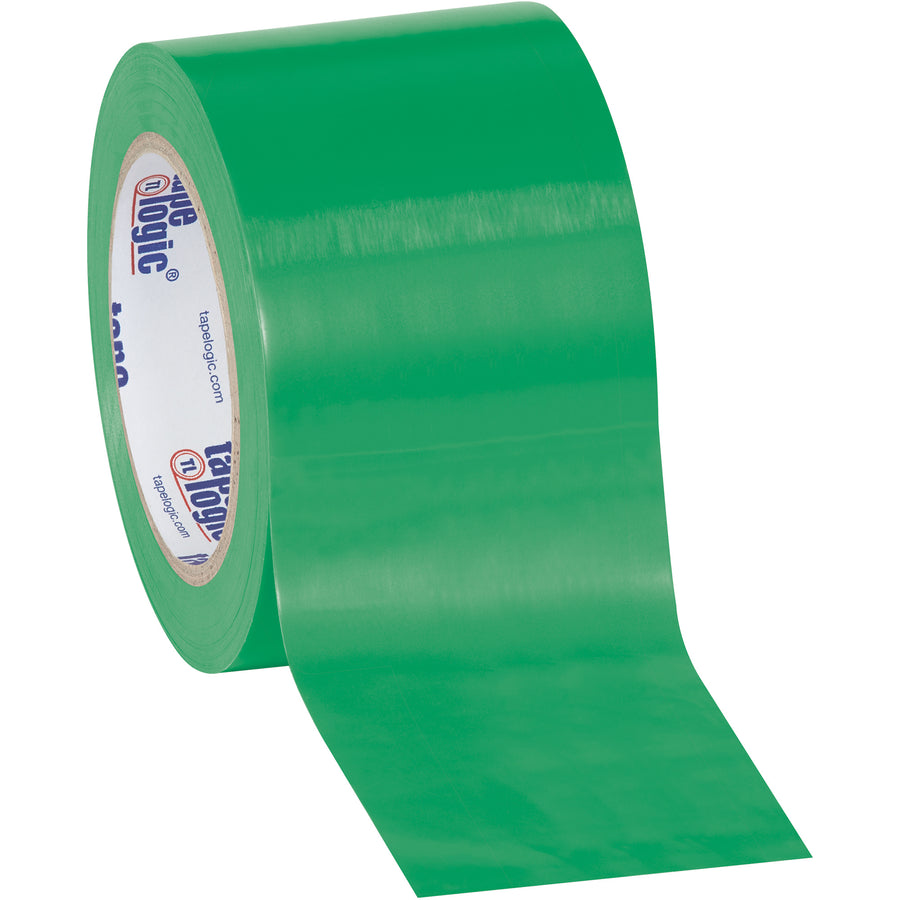 Tape Logic green vinyl safety tape marks first aid and safety equipment stations with durable, 6.0 mil construction. Each case includes three 36-yard rolls of 3"-wide tape that resists oil, grease, moisture, and solvents‚ideal for harsh packing line environments. Color-coded for instant hazard identification on your production floor.