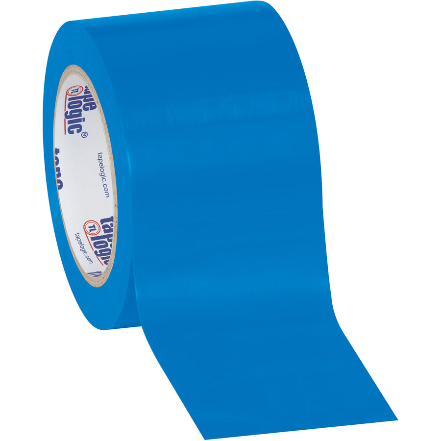 Heavy-duty 6.0 mil blue vinyl safety tape designed for packing line supervisors who need durable boundary and housekeeping marking. Resists oil, grease, moisture, and solvents without degrading adhesion or core compatibility. Case of 16 rolls (3" x 36 yds each) ready for standard dispensers.