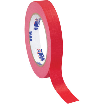 Tape Logic red colored masking tape delivers reliable adhesion for labeling, coding, and paint masking on production lines. 3/4" width  60 yards per roll in a convenient case of 12, featuring durable 4.9 mil crepe paper construction rated for medium temperature applications.