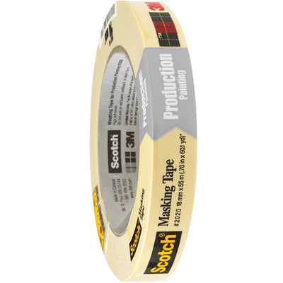 3M 2020 masking tape provides high adhesion on hard-to-stick and rough surfaces with strong holding power for clean paint lines. Each 3/4" x 60 yard roll features 5.2 mil crepe paper backing and rubber adhesive, rated to 150¬∞F. Buy by the case of 48 and reduce your per-roll cost.