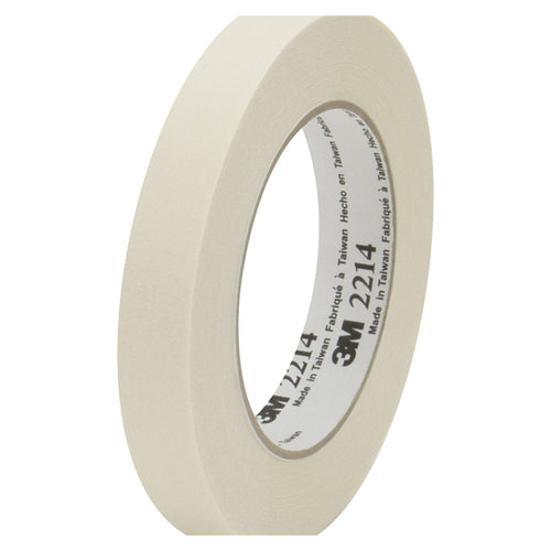 3/4 in x 60 yd 5.2 Mil Crepe 3M 2214 Paper Masking Tape 48/Case T9342214