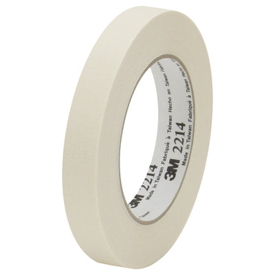 Professional-grade 3M 2214 crepe paper masking tape delivers reliable adhesion and core compatibility for high-speed packing lines. This 5.2 mil paper tape withstands temperatures up to 150¬∞F and maintains integrity when formed around corners‚ideal for sealing, holding, and bundling applications. Case of 48 rolls (3/4" x 60 yds each).