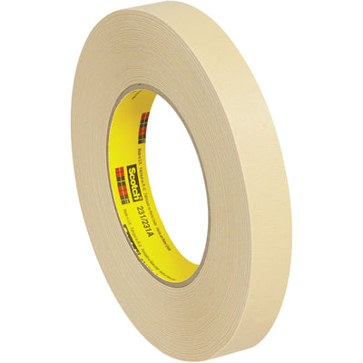 Professional-grade 3M 231 crepe paper masking tape engineered for production lines requiring precise, clean paint lines and reliable adhesion. Features 7.6 mil crepe backing with rubber adhesive that resists lifting, curling, and moisture–ideal for high-speed application on powder-coated and stainless steel surfaces. Ships as case of 48 rolls, 3/4" x 60 yds each.