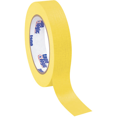 Tape Logic 1" x 60 yard yellow masking tape delivers reliable adhesion for labeling, coding, and case sealing on high-speed packing lines. This 4.9 mil crepe paper tape maintains consistent performance in medium temperature environments without leaving residue. Order your case of 12 rolls today for uninterrupted production.