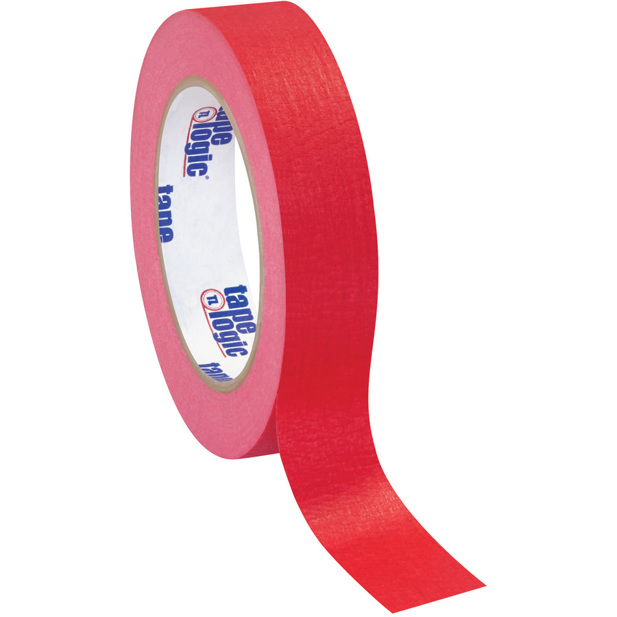 Tape Logic red masking tape delivers reliable adhesion for labeling, color-coding, and case sealing on your packing line. 1" width  60 yards per roll with 4.9 mil crepe paper construction handles medium temperature applications. Ships as a case of 36 rolls.
