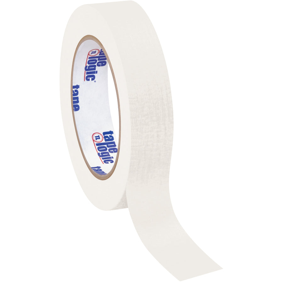 Tape Logic white masking tape delivers reliable adhesion for labeling, coding, and case sealing on production lines. Each roll measures 1" x 60 yards with 4.9 mil crepe paper construction, designed for medium-temperature industrial applications. Bulk case of 36 rolls reduces changeovers and keeps your packing line running.