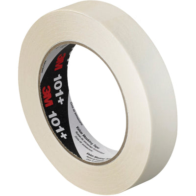 3M Value Masking Tape 101+ delivers dependable rubber-based adhesion for light-duty packing line applications. Each case includes 12 rolls of 1" x 60 yds crepe paper tape rated to 150¬∞F for 30 minutes. Ideal for temporary holding, wrapping, marking, and case sealing on indoor production runs.