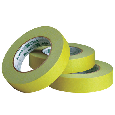 3M 2060 masking tape delivers aggressive adhesion on rough surfaces‚concrete, wood, stucco‚without adhesive residue on finish coats. Each case contains 12 rolls of 1" x 60 yds green crepe paper tape rated to 200¬∞F for up to one hour. Ideal for packing lines and paint departments needing reliable, repeatable masking performance.