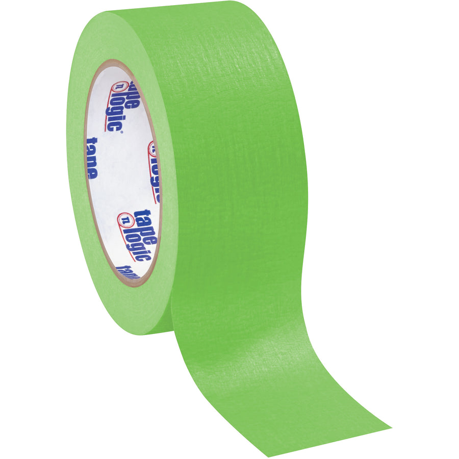 Tape Logic light green colored masking tape delivers consistent adhesion for labeling, coding, and case sealing on packing lines. Each roll measures 2" x 60 yards with 4.9 mil crepe paper construction rated for medium-temperature applications. Order a full case of 12 rolls for dependable inventory and predictable line performance.