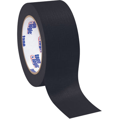 Heavy-duty black masking tape engineered for packing lines and industrial labeling. 2" width  60 yard rolls with 4.9 mil crepe paper backing deliver clean adhesion on cardboard cores and case sealing equipment. Buy by the case‚24 rolls per box.