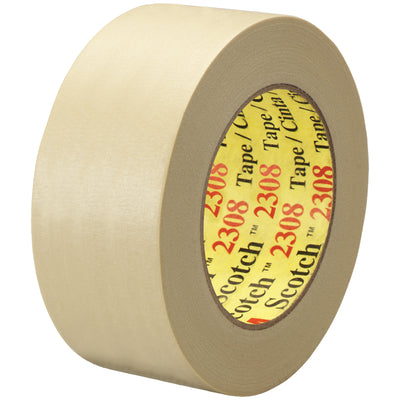 Premium 3M 2308 heavy-duty masking tape delivers instant rubber adhesive grip on irregular surfaces without lifting or curling during paint lines and trim masking. 2" width x 60 yards per roll, 5.5 mil crepe paper backing, sold by the case of 24 rolls. Heat-resistant to 250°F for 30 minutes with easy tear and sliver-resistant performance.