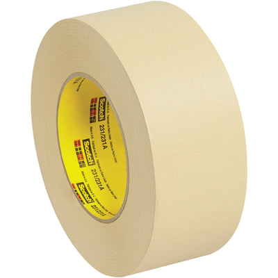 3M 231 professional-grade crepe masking tape with rubber adhesive ensures sharp paint lines and clean removal every time. 2" x 60 yard rolls in 7.6 mil thickness provide reliable adhesion to powder-coated and stainless steel surfaces. Order a full case of 24 rolls for your packing line.