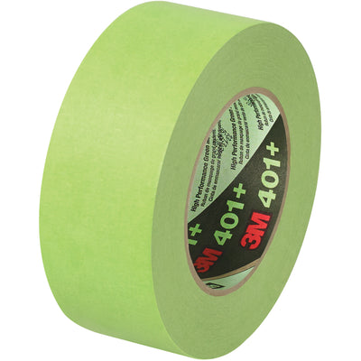 3M High Performance Green Masking Tape 401+ with superior adhesion and clean removal–ideal for two-tone vehicle painting and high-performance industrial applications. 6.7 mil crepe paper backing resists paint bleed-through and withstands up to 250°F for 30 minutes. Case includes 12 rolls of 2" x 60 yard tape.
