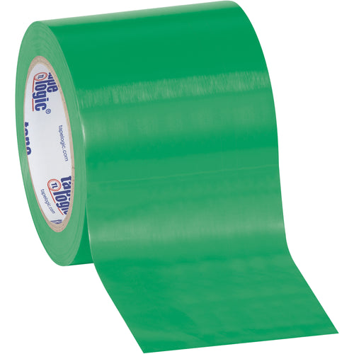 Heavy-duty 6.0 mil solid vinyl safety tape in green for first aid and safety equipment marking. Each case includes 12 rolls of 4