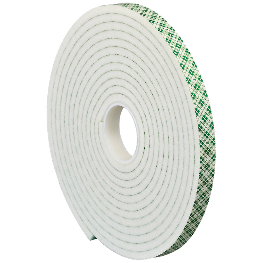 Premium 3M 4004 double sided foam tape with 1/4" open cell polyurethane foam construction delivers superior cushioning, vibration dampening, and gap filling for precision goods shipping. Firm acrylic adhesive bonds instantly to irregular surfaces while conformable foam absorbs impact stress. One roll per case‚ideal for protective packaging, transit protection, and fragile item containment.