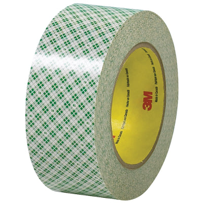 Premium 3M 410M double coated crepe masking tape engineered for high-adhesion bonding on papers, foils, fabrics, metals, and rubber. Each case includes 24 rolls of 2" x 36 yds tape with natural rubber adhesive designed for packing line splicing, plate mounting, and general joining applications. Compatible with standard tape dispensers for rapid case sealing and splicing workflows.