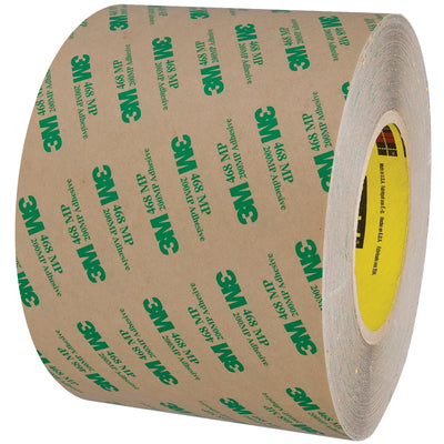 High-performance 3M 468MP adhesive transfer tape engineered for rough, textured, and uneven surfaces on your packing line. This 5.0 mil clear double-coated tape delivers strong acrylic adhesion across hot/cold cycles and humidity–ideal for case sealing, graphic overlays, and core-to-carton bonding. 6" x 60 yds hand roll, sold as case of 1.