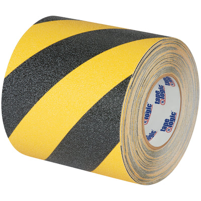 Tape Logic heavy-duty anti-slip tape eliminates slip hazards on packing lines, loading docks, and wet work areas. This 6" x 60' roll features 60 grit coarse sandpaper surface, extra-strength adhesive, and works in extreme temperatures (-20¬∞ to 150¬∞F). One case includes one 60-foot roll of black/yellow striped safety tape.