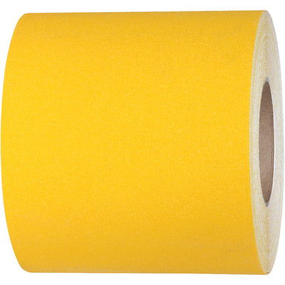 Heavy-duty yellow anti-slip tape engineered for packing lines and industrial floors where slip hazards threaten worker safety. Features 60 grit sandpaper surface, 33 mil thickness, and extra-strength adhesive that bonds instantly to sealed concrete, painted metal, and wood. One 60-foot roll delivers superior grip in temperatures from -20¬∞F to 150¬∞F.