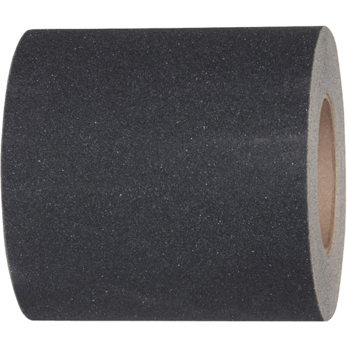 Heavy-duty black anti-slip tape featuring 80 grit sandpaper tactile surface and aggressive adhesive for maximum grip on floors, stairs, and ramps. 18
