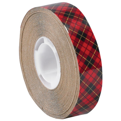High-performance 3M 926 adhesive transfer tape rated to 300°F with excellent adhesion on rough and textured surfaces. This 1/4" x 18 yard, 5.0 mil double-coated tape delivers firm acrylic pressure-sensitive bonding for industrial mounting, metal splicing, and foam insulation applications. Sold as a case of 72 rolls with 1" core compatibility for standard dispensers.