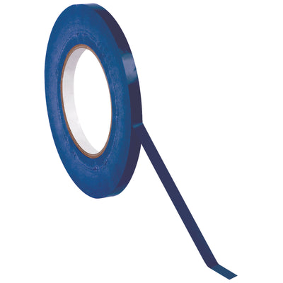 Heavy-duty 2.4 mil dark blue bag sealing tape delivers fast, permanent closure on poly bags with consistent pressure-sensitive adhesion. 3/8" wide x 180 yards per roll with 3" core, compatible with standard bag tape dispensers. Case of 96 rolls maximizes packing line uptime and offers color-coding flexibility for merchandise organization.