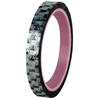 Seal static-sensitive packages without risk using 3M 40PR anti-static printed tape with ESD symbols. This 2.2 mil polyester film features acrylic adhesive for reliable core compatibility and consistent dispenser performance. Ships as case of 18 rolls (1/2" x 72 yds each).