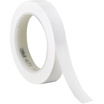 This 3-pack of 1/2" x 36 yds white 3M Vinyl Tape 471 delivers instant adhesion on contact with zero dripping or cleanup‚keeping your packing line running without downtime. The durable 5.2 mil vinyl backing resists moisture, chemicals, and abrasion while the rubber adhesive bonds securely to corrugated, dispensers, and most core materials. Ideal for case sealing, splicing, and color-coded identification in industrial packaging environments.