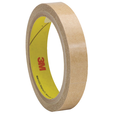 High-tack 3M 927 adhesive transfer tape designed for fast, reliable splicing on your packing line. 1/2" x 60 yds hand rolls with 2.0 mil densified kraft paper liner and acrylic adhesive bond to textured and smooth surfaces instantly. Bulk case of 72 rolls keeps your line running without downtime.
