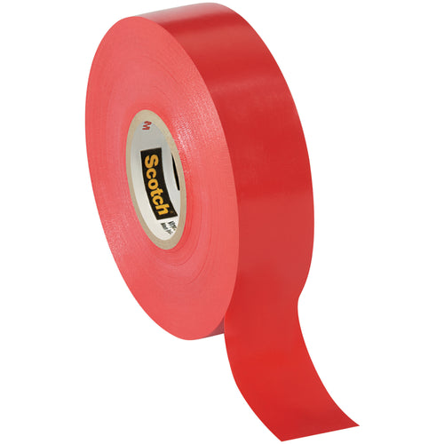Color-coded red vinyl electrical tape for phase and circuit identification on your packing line. 7 mil thickness, pressure-sensitive rubber-resin adhesive, rated to 600V with flame retardant protection. 100 rolls per case‚stock your maintenance cart with one order.