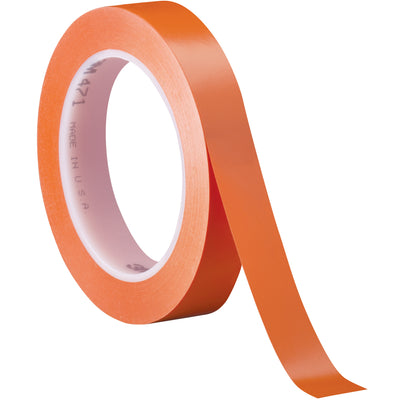 3M 471 premium-grade vinyl safety tape delivers instant adhesion and permanent color visibility for production line sealing, splicing, and patching. Each case includes 3 rolls of 3/4" x 36 yds with 5.2 mil durable vinyl backing that resists moisture, chemicals, and abrasion. Minimal downtime application‚no dripping, drying, or cleanup required.