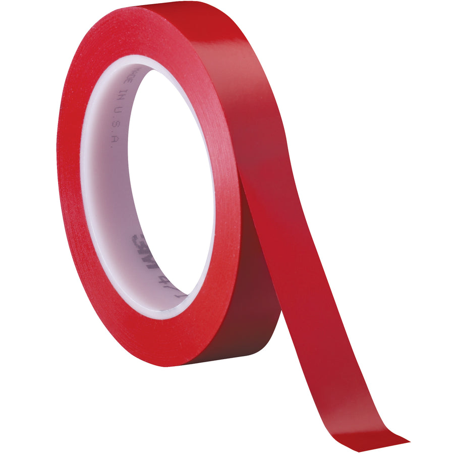 Speed up case sealing with 3M 471 red vinyl tape‚instant rubber adhesive bonds on contact with zero drying time or mess. This 3-pack delivers 3/4" x 36 yds per roll of durable 5.2 mil vinyl, color-coded for visibility and packed for high-volume production lines.