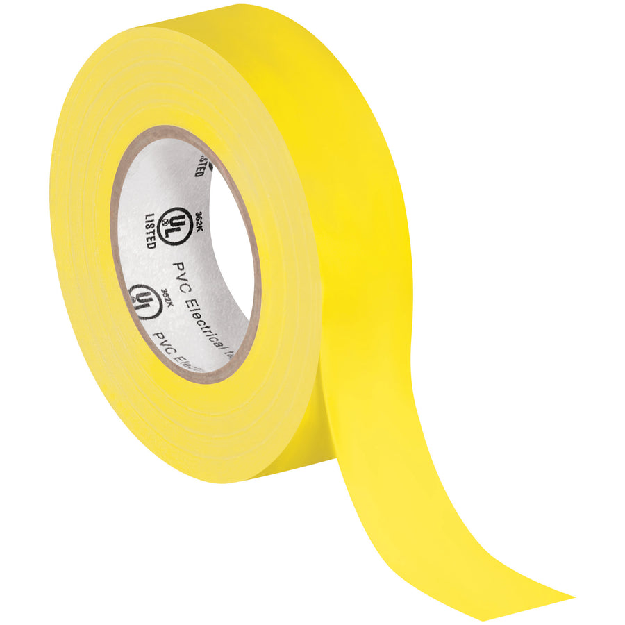 UL-listed vinyl electrical tape designed for protective jacketing of high-voltage cable splices and maintenance repairs. Each case includes 10 rolls of 3/4" x 20-yard tape in 7 mil thickness. Color-code your electrical installations with professional-grade adhesion and durability that holds up in demanding packing line environments.