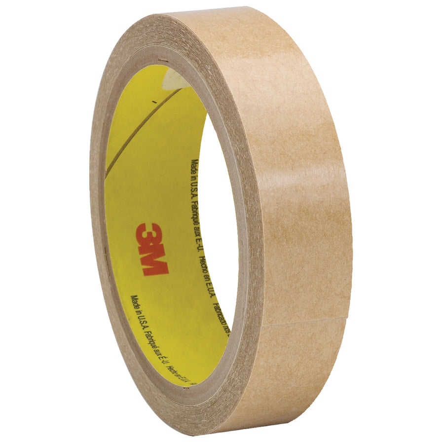 High-tack 3M 927 adhesive transfer tape delivers reliable bonding for splicing film, foil, and fabric on your packing line. Each roll measures 3/4" x 60 yds with 2.0 mil densified kraft paper liner and acrylic adhesive. Case of 6 hand rolls ensures continuous operation without dispenser downtime.