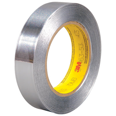 3M 425 aluminum foil tape delivers thermal conductivity and superior moisture sealing for high-speed packing lines. This 1" x 60 yd roll features premium 4.6 mil aluminum backing with acrylic adhesive for reliable core compatibility and case sealing. Order by the case (36 rolls) for consistent dispenser performance and production uptime.